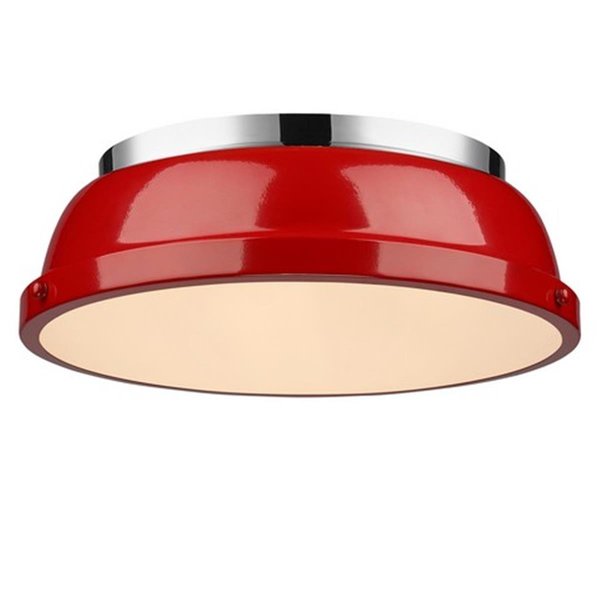 Supershine Duncan 14 in. Flush Mount in Chrome with Red Shade SU2582905